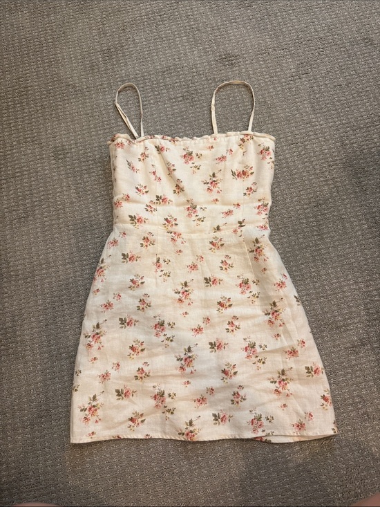 Reformation Dresses & Skirts - Reformation Cream Linen Mini Dress with Pink Rose Print